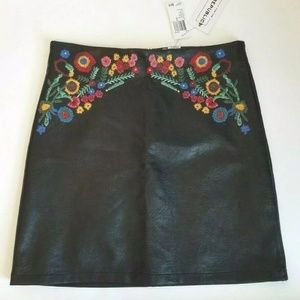 For The Republic Faux Leather Floral Skirt